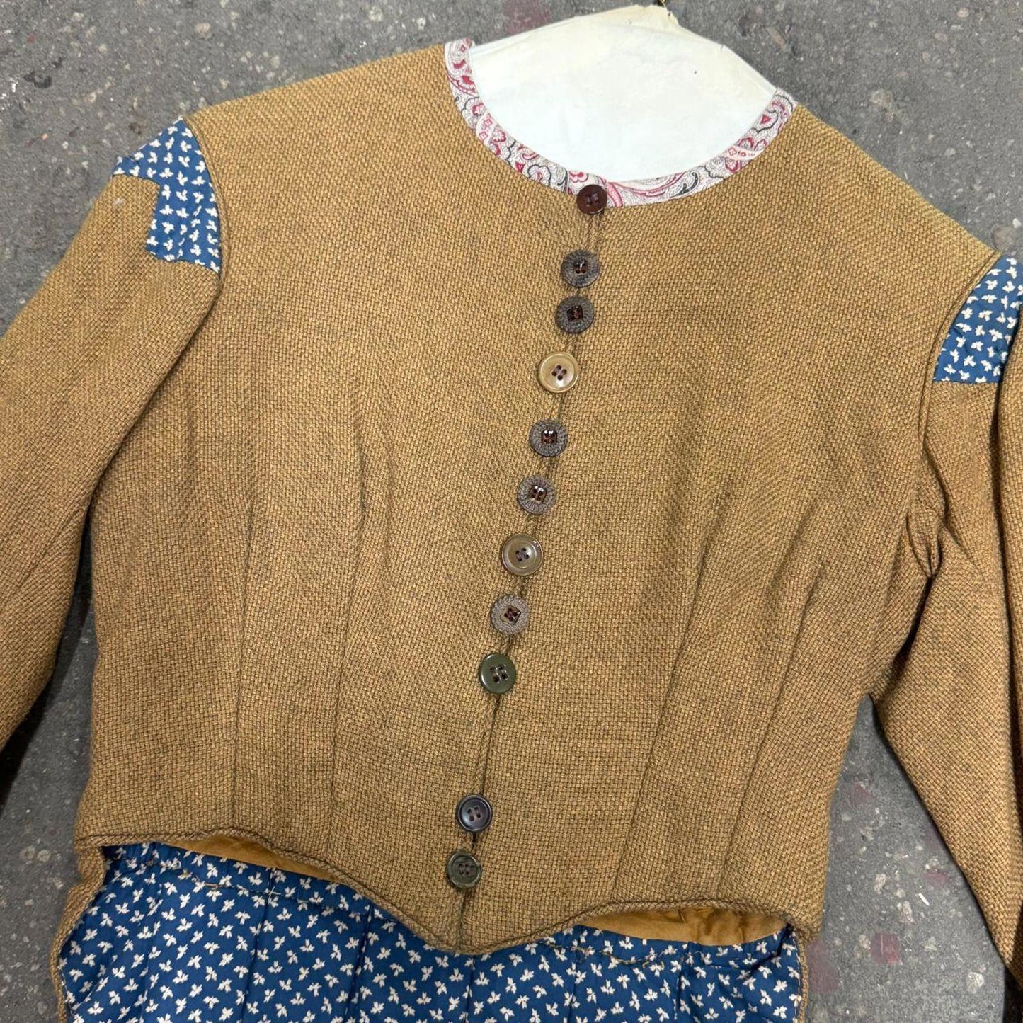 Vintage 40s 50s Does Victorian Antique Style Burlap & Calico Bodice Film Costume