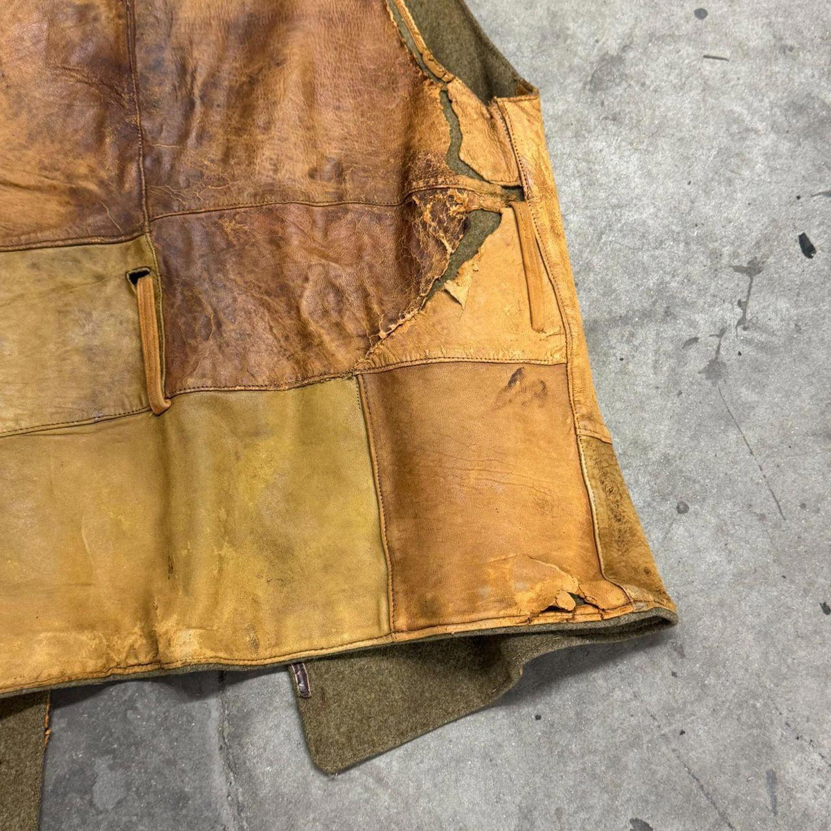 Vintage 60s 70s Leather Distressed Patchwork Western Film Costume Vest