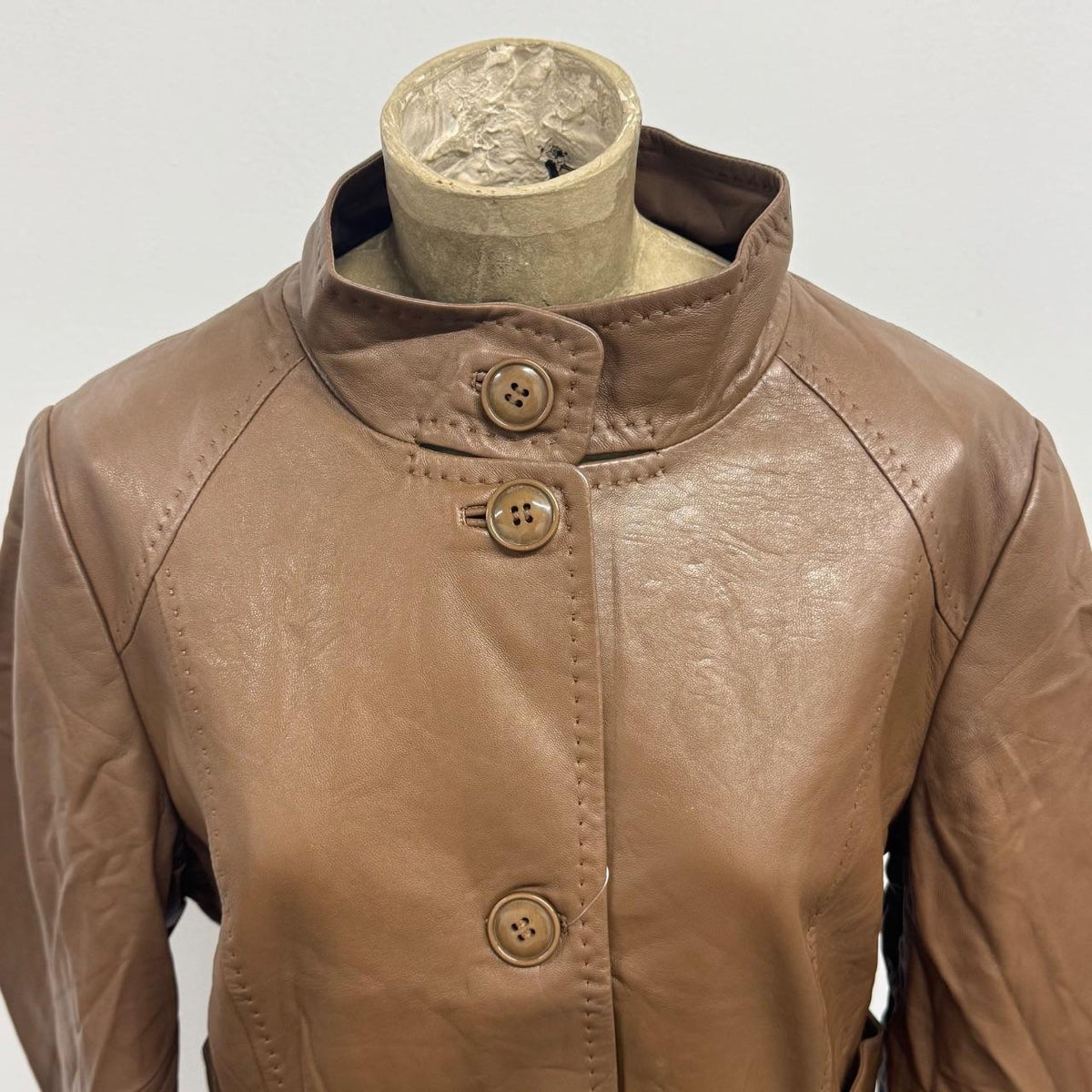 Vintage Brown Longline Trenchcoat Leather Jacket