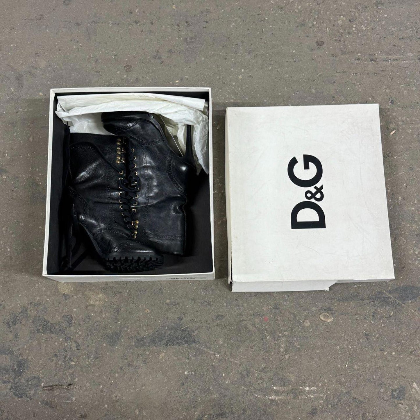 Vintage D&G Dolce & Gabbana Y2K Combat Stiletto Boots 6.5