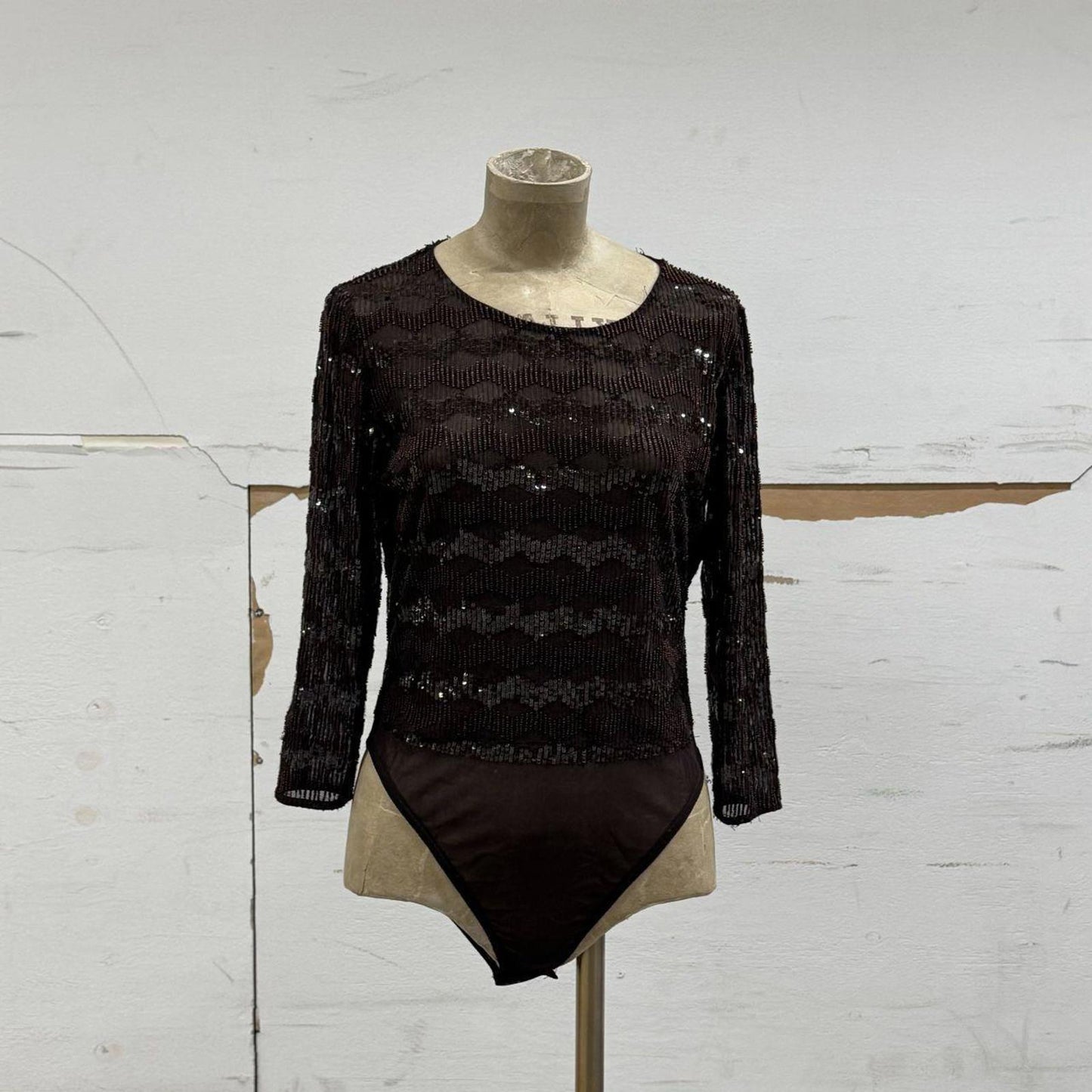 90s Vintage Giorgio Armani Beaded Silk Bodysuit