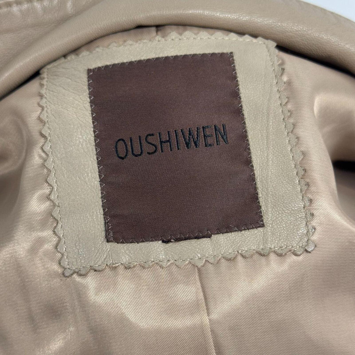 Vintage Tan Cowl Funnel Neck Asymmetric Avant Garde Leather Jacket