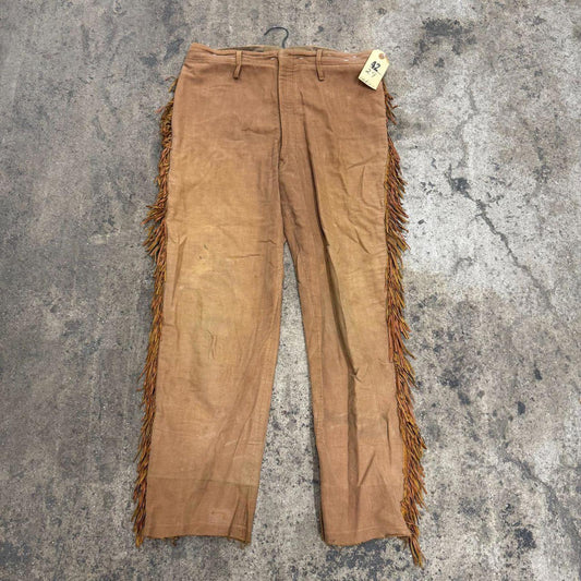 Vintage 40s 50s Faded Fringed Western Film Costume Victorian Trousers