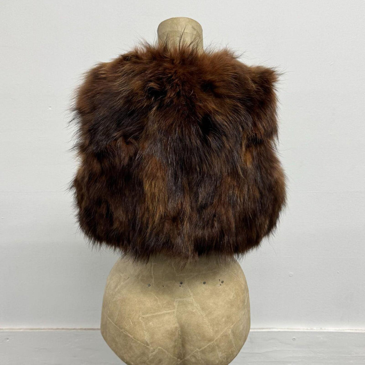 Y2K Vintage Brown Genuine Fox Fur Vest Cropped Bolero