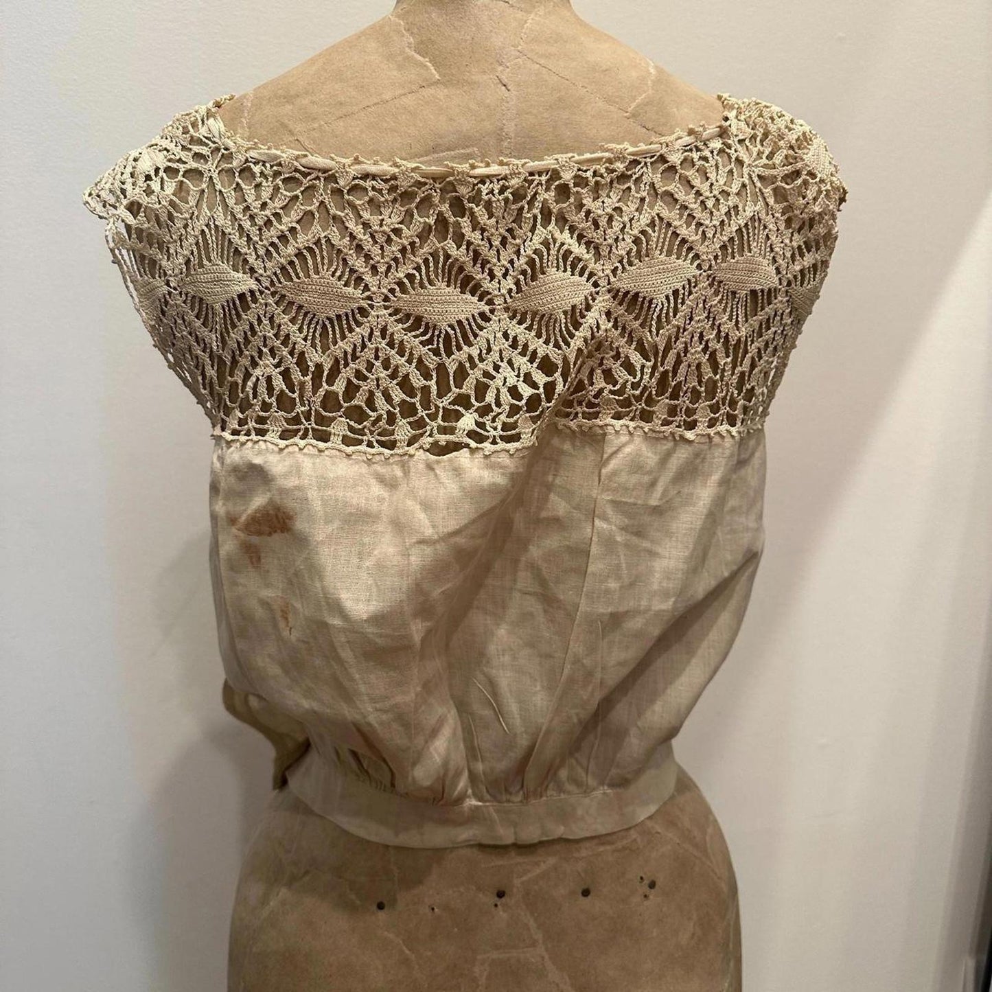 Vintage Edwardian Crochet Lace and Linen Blouse
