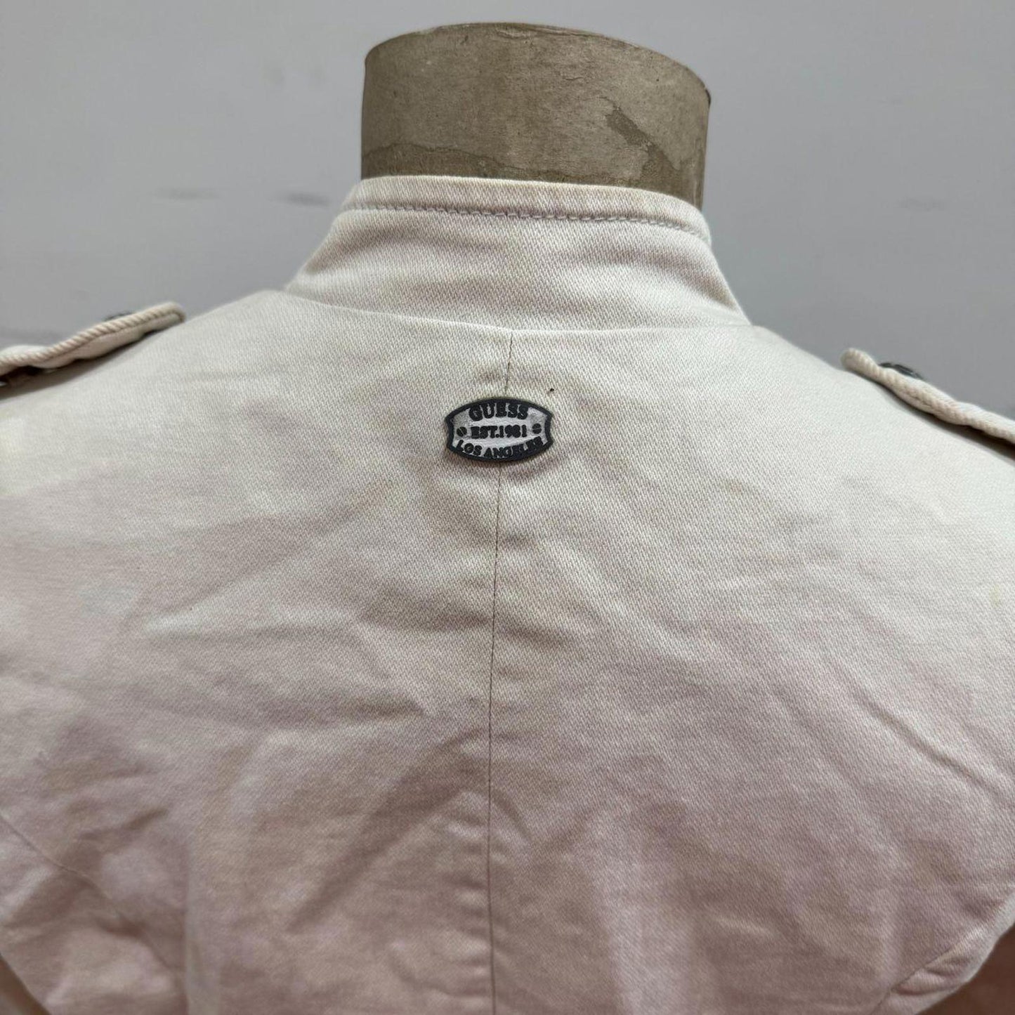 90s Vintage Guess Military Style Denim Cropped Jacket