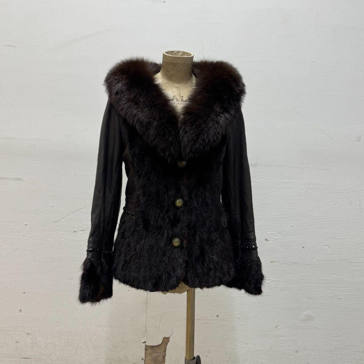 Y2K Vintage Mink Fox Luxury Fur & Leather Jacket Coat
