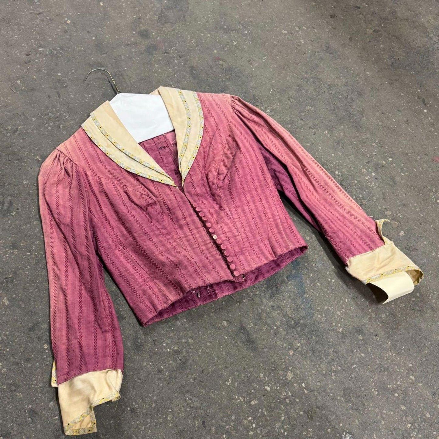 Vintage Antique 40s 50s Does Victorian Faded Red Cotton Bodice Film Costume