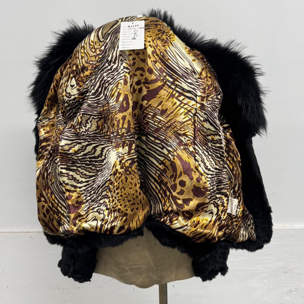 Vintage Y2K Black Rabbit & Fox Fur Jacket Coat