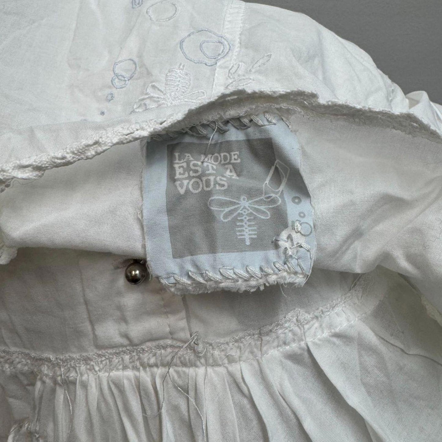Vintage La Mode Est à Vous White Cotton Parachute Dress