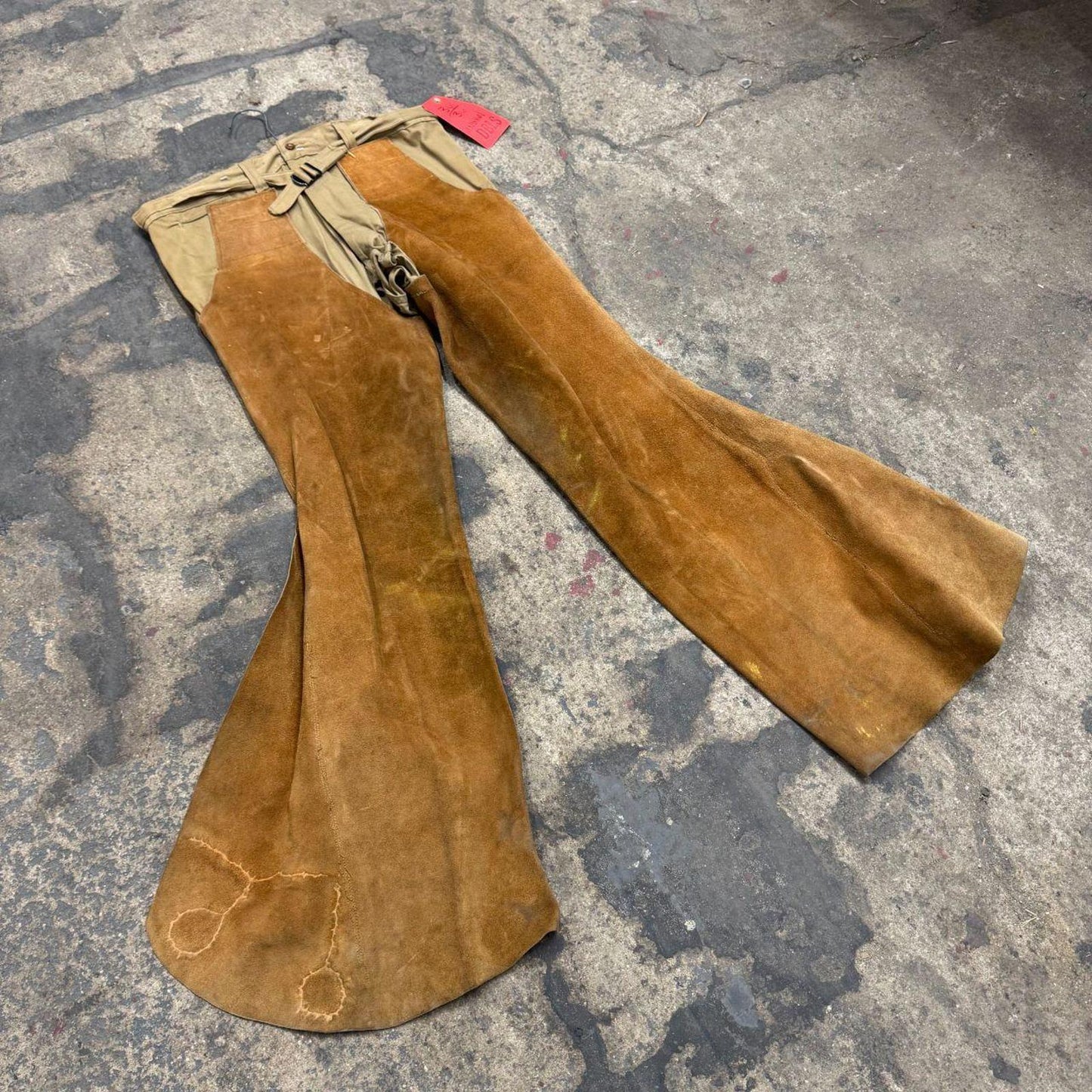Vintage 1940s 50s Genuine Suede Western Film Costume Chap Bellbottom Trousers