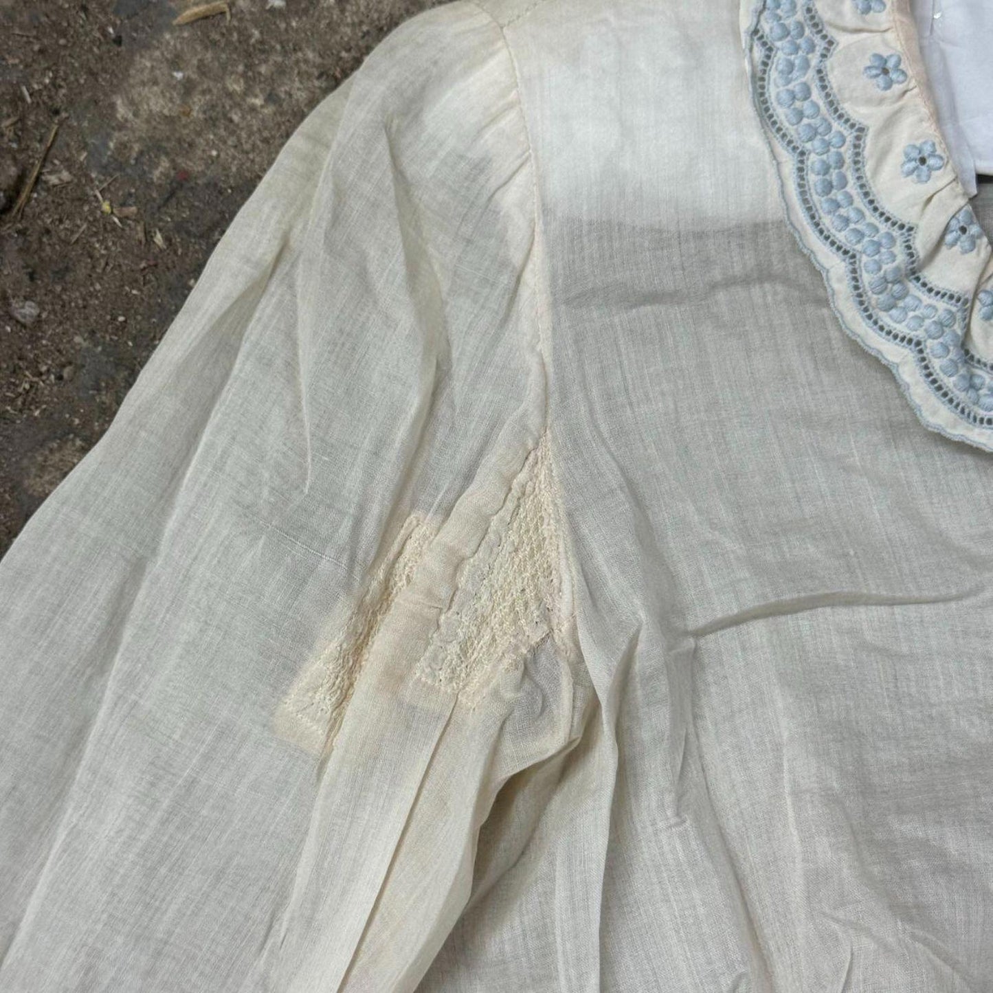 Vintage Film Costume 40s 50s Does Victorian Antique Style White Bodice S