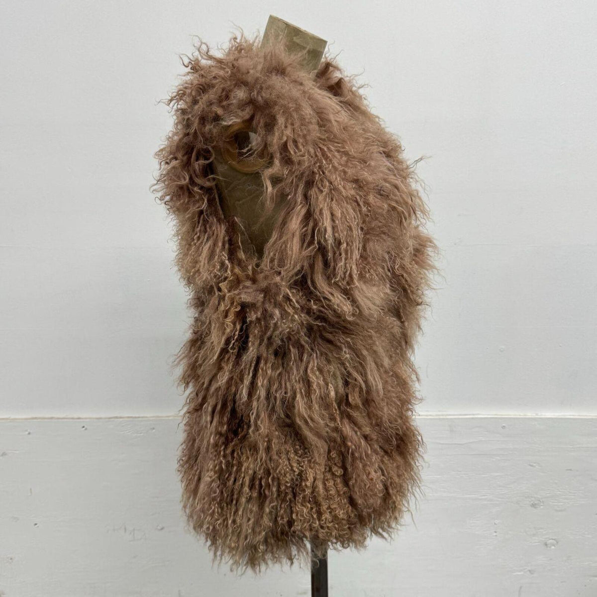 Vintage Taupe Brown Mongolian Lamb Cropped Vest