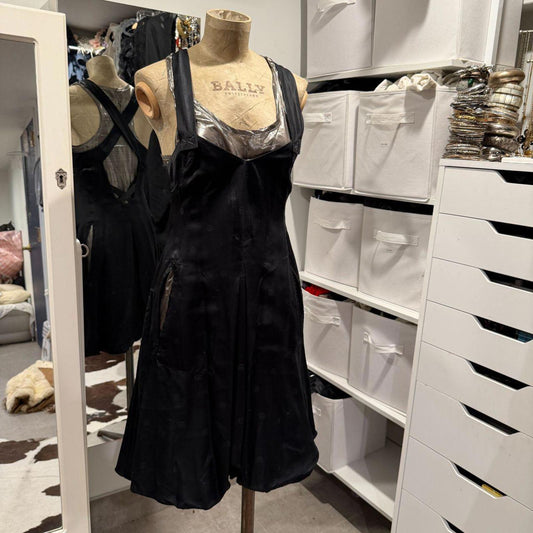 RUNWAY Black and Silver Silk Girbaud Dress - Made in Italy