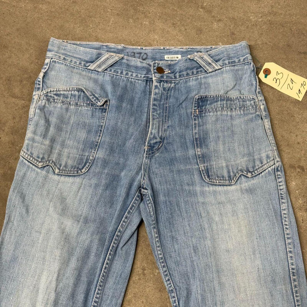 70s Vintage Hang Ten Denim Bell Bottom Flares 33x29 GRAIL