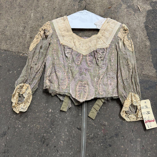 Vintage Film Costume 40s 50s Does Victorian Antique Style Paisley Bodice M