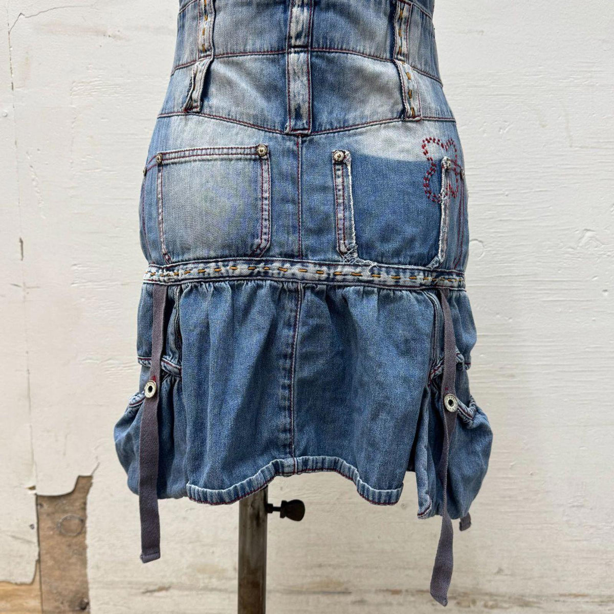 Vintage R867 Avant-Garde Paneled Denim Mini Dress