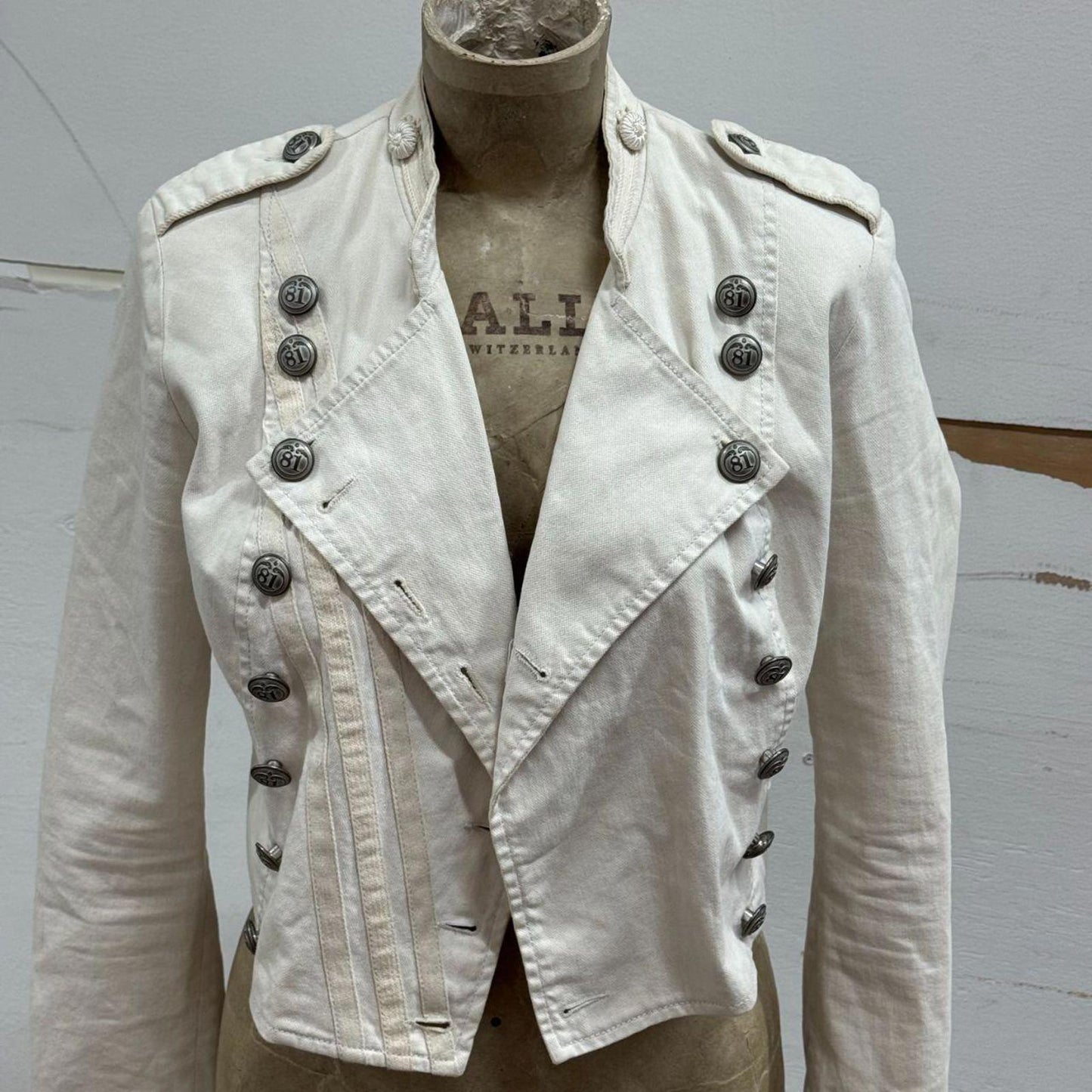 90s Vintage Guess Military Style Denim Cropped Jacket
