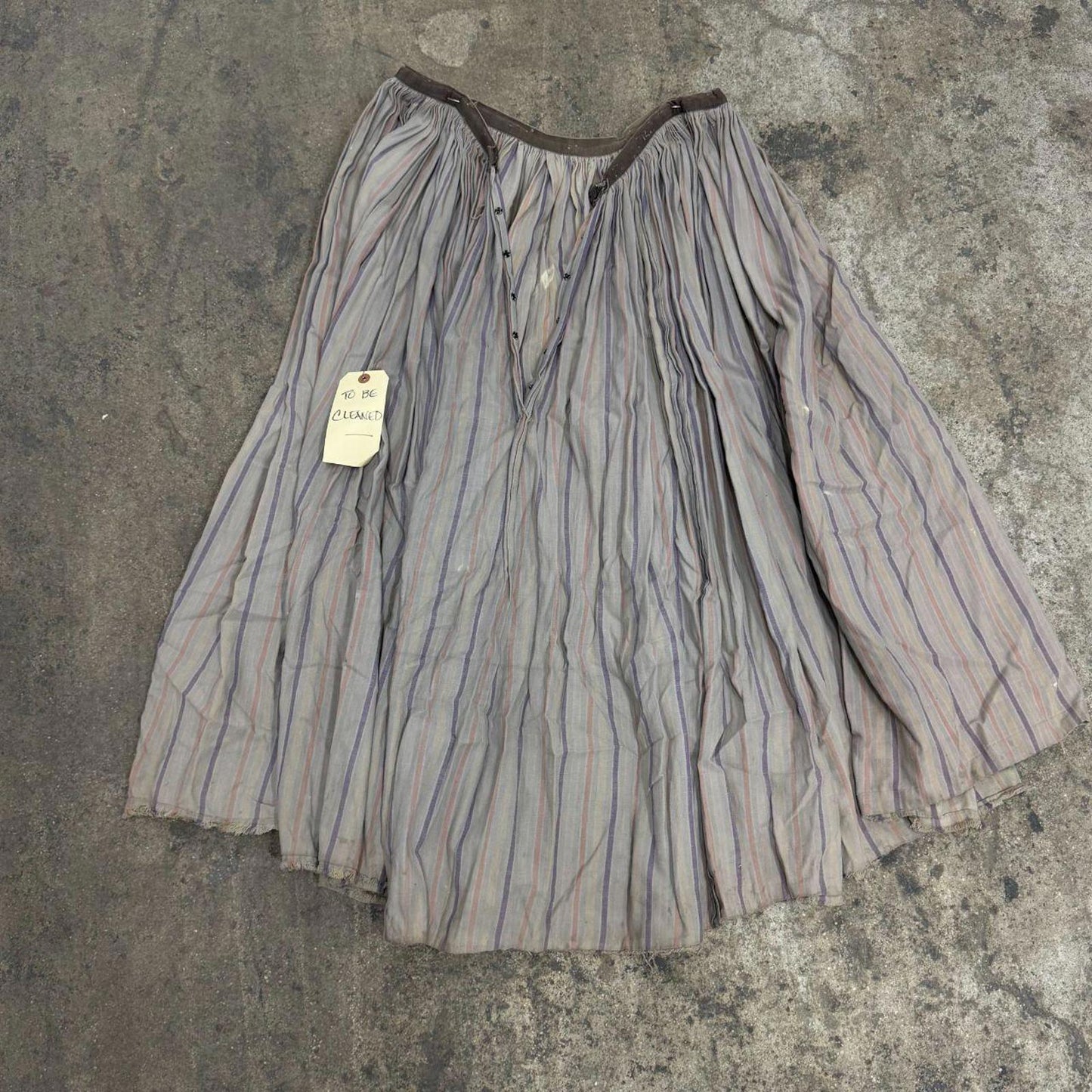 Vintage 40s does 1800s Edwardian Blue & Red Striped Cotton Prairie Maxi Skirt