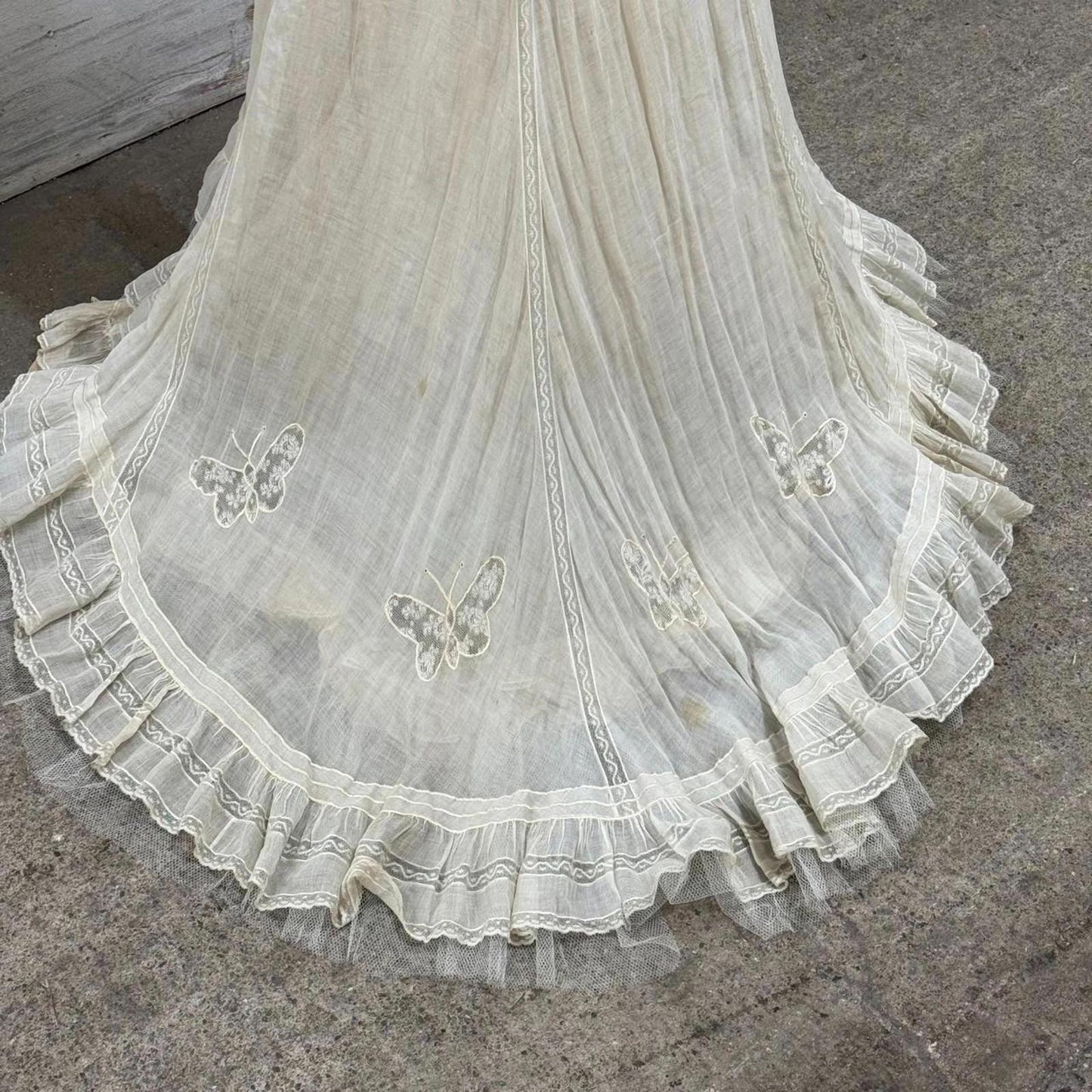 Antique Edwardian Butterfly Lace Petticoat Walking Skirt