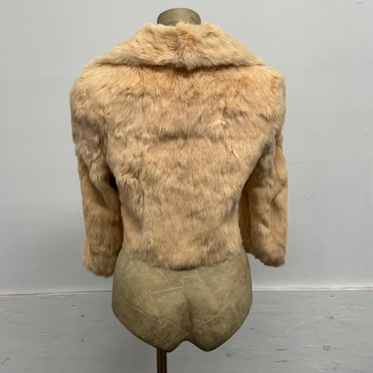 Vintage Cream Peach Rabbit Fur Jacket Coat