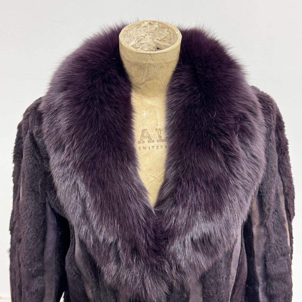 Vintage Y2K Purple-Brown Rabbit & Fox Fur Jacket Coat