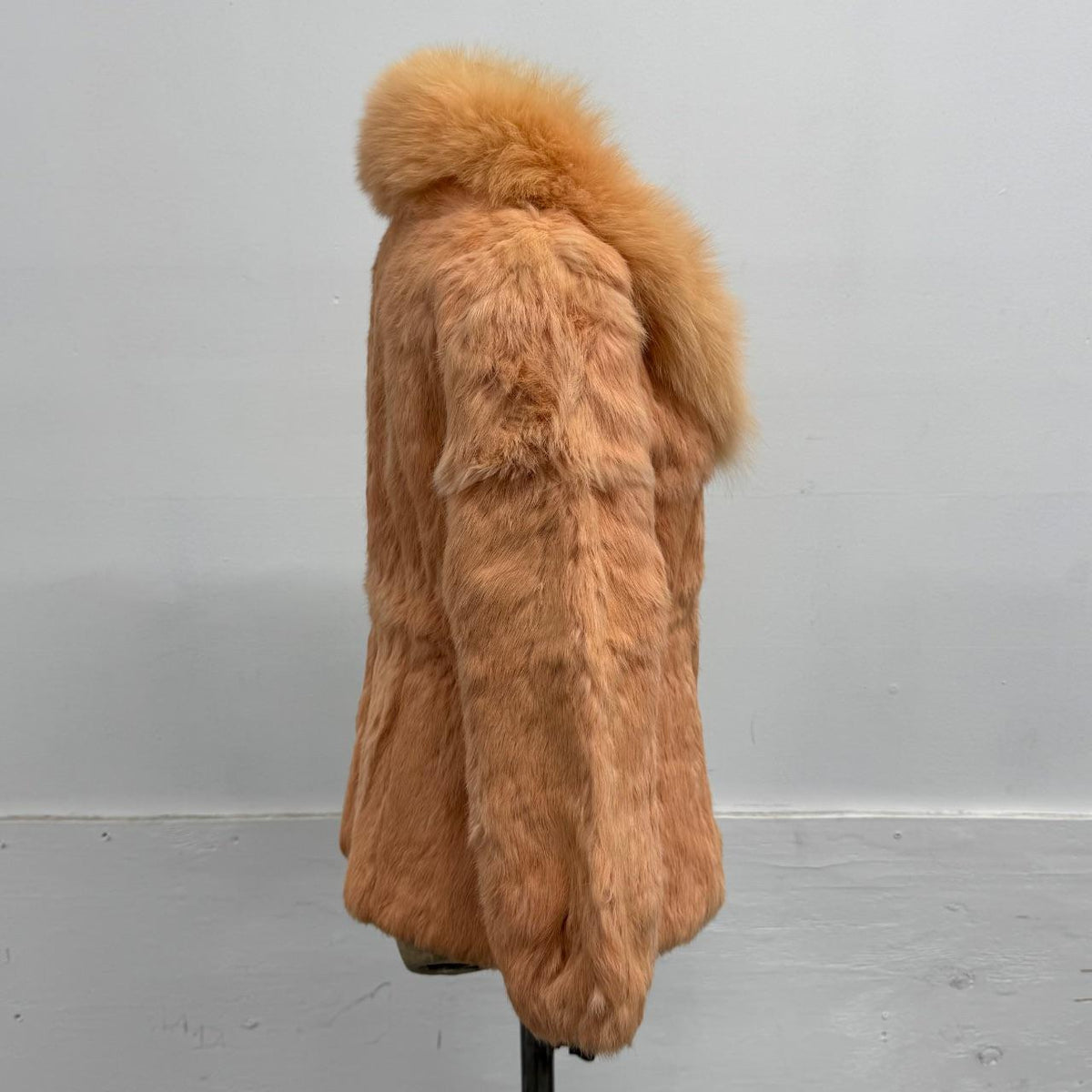 Vintage Y2K Orange Tan Rabbit & Fox Fur Jacket Coat