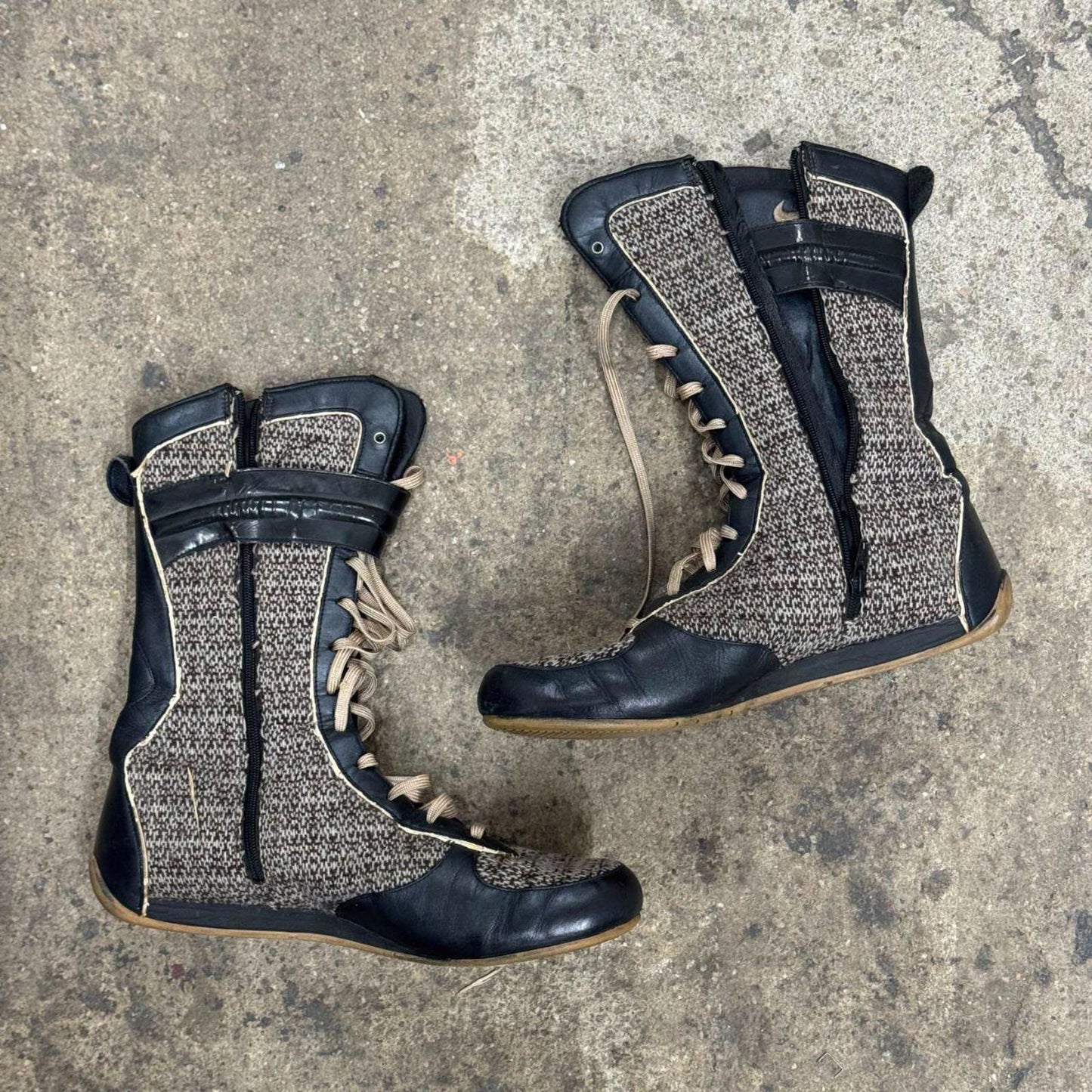 Rare Vintage Nike Boxing Boots Black Tweed Y2K