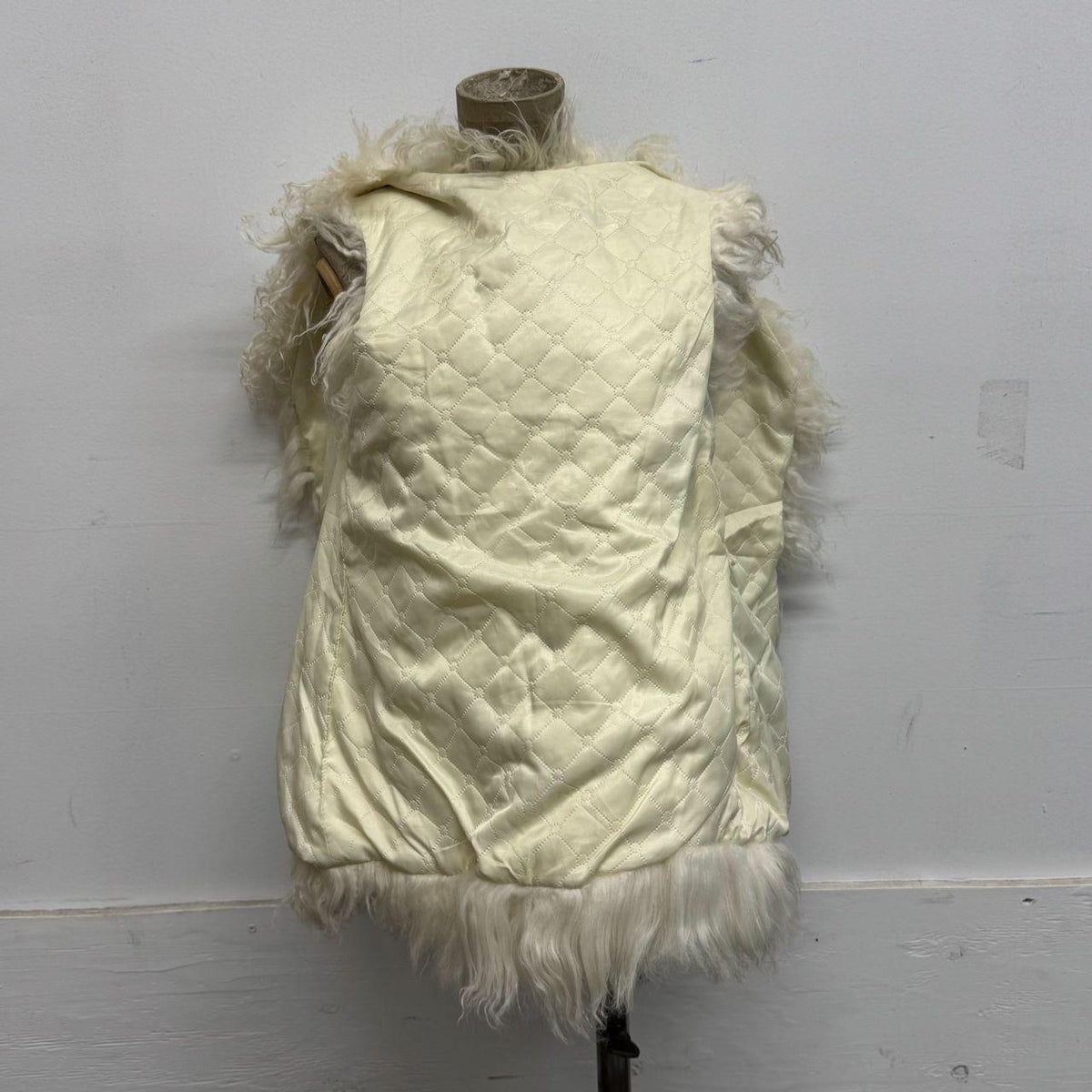 Vintage White Mongolian Lamb Cropped Vest