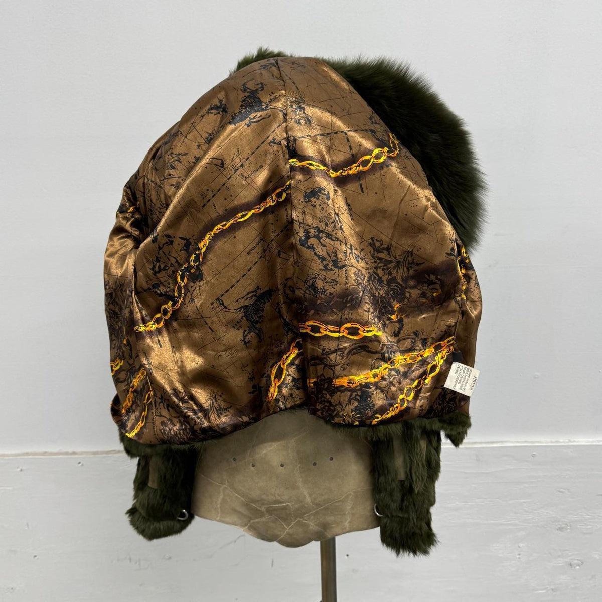 Vintage Y2K Green Rabbit & Fox Fur Pierced Jacket Coat 2