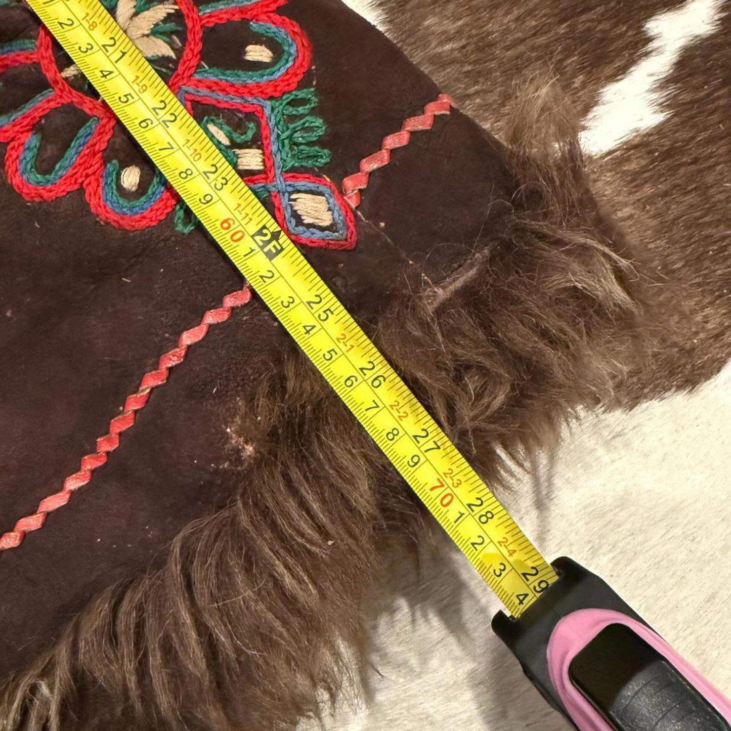 Vintage 70s Brown Suede Embroidered Afghan Coat