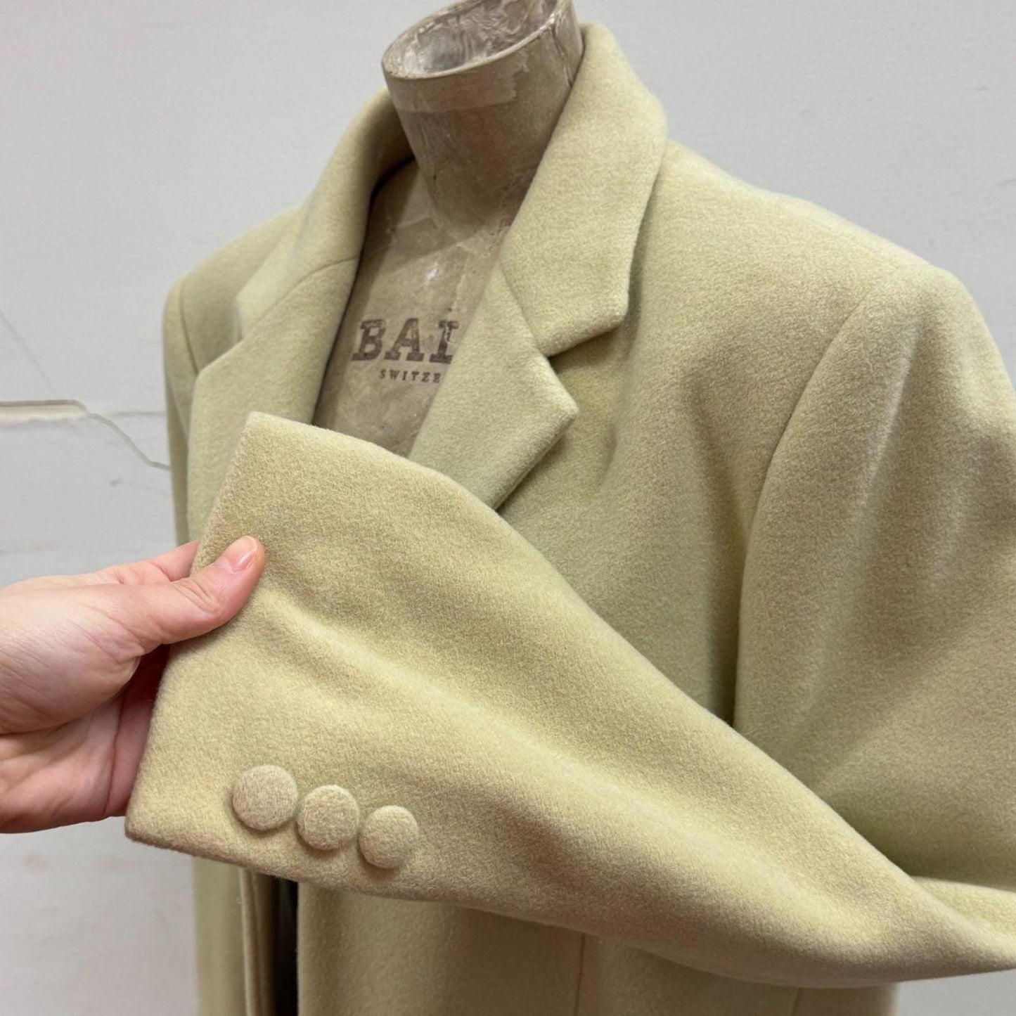 90s Vintage Makola Pale Sage Wool Longline Coat