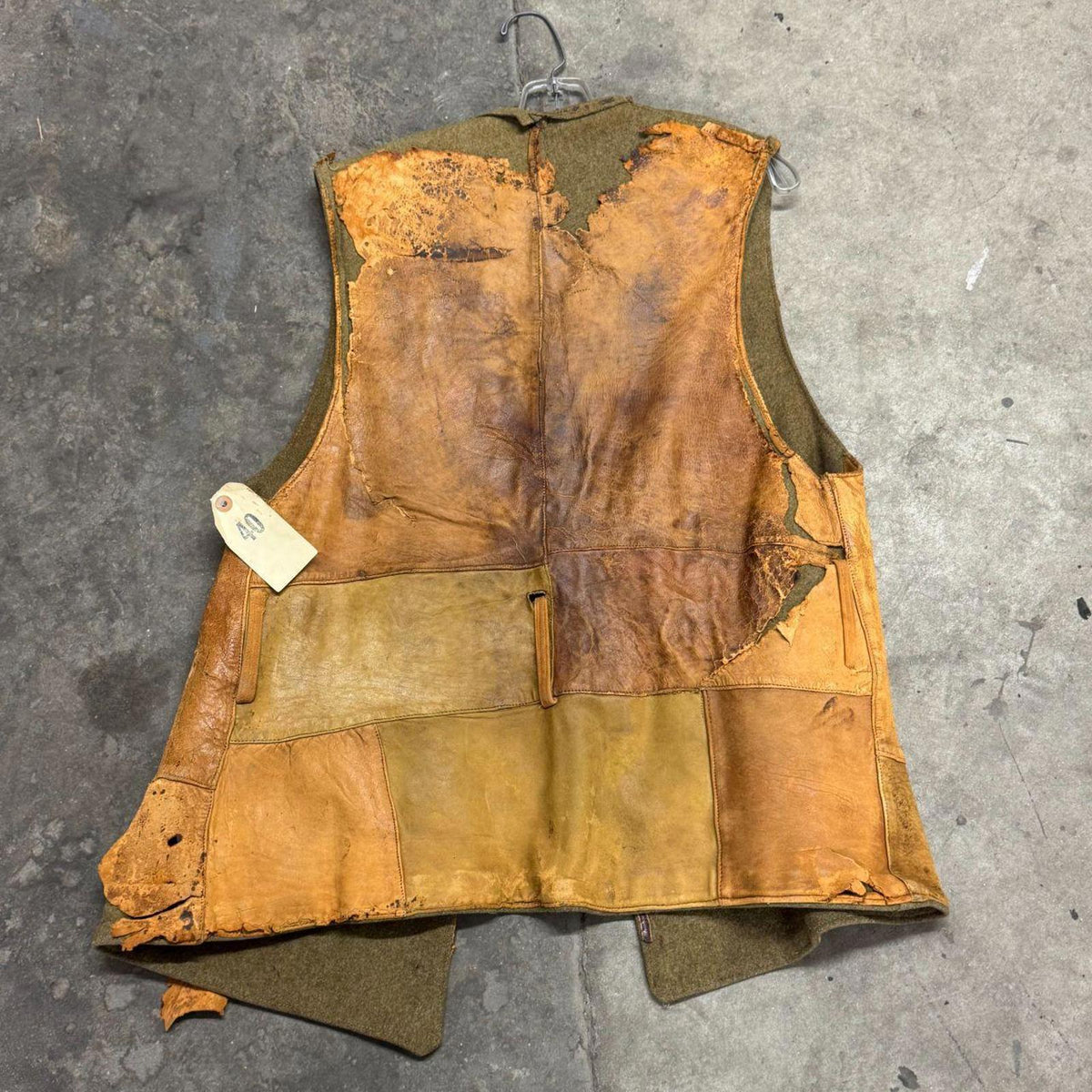 Vintage 60s 70s Leather Distressed Patchwork Western Film Costume Vest