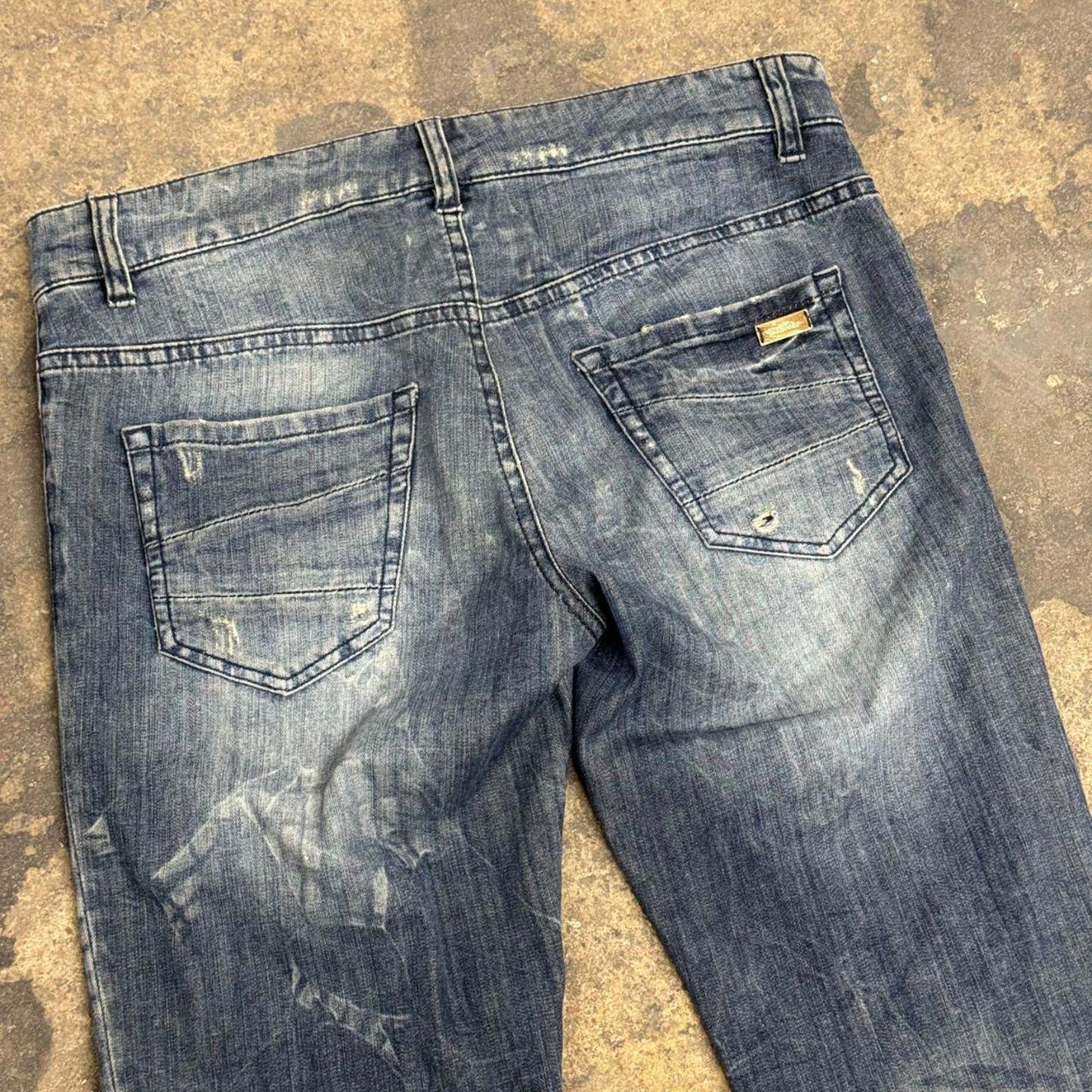 Y2K Vintage Archival John Richmond "Stepped On" Low-Rise Skinny Jeans 28