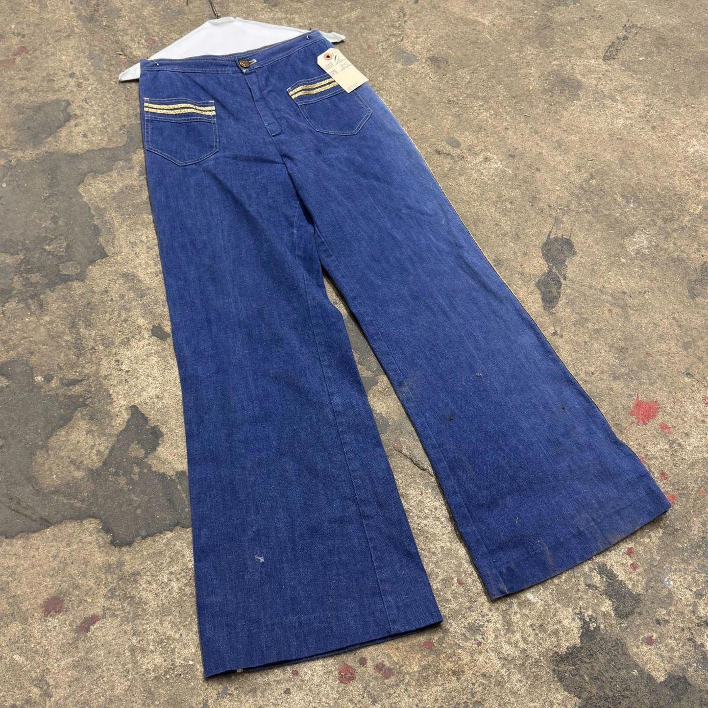 Vintage 70s Outrageous Metallic Panel Flare Jeans XS