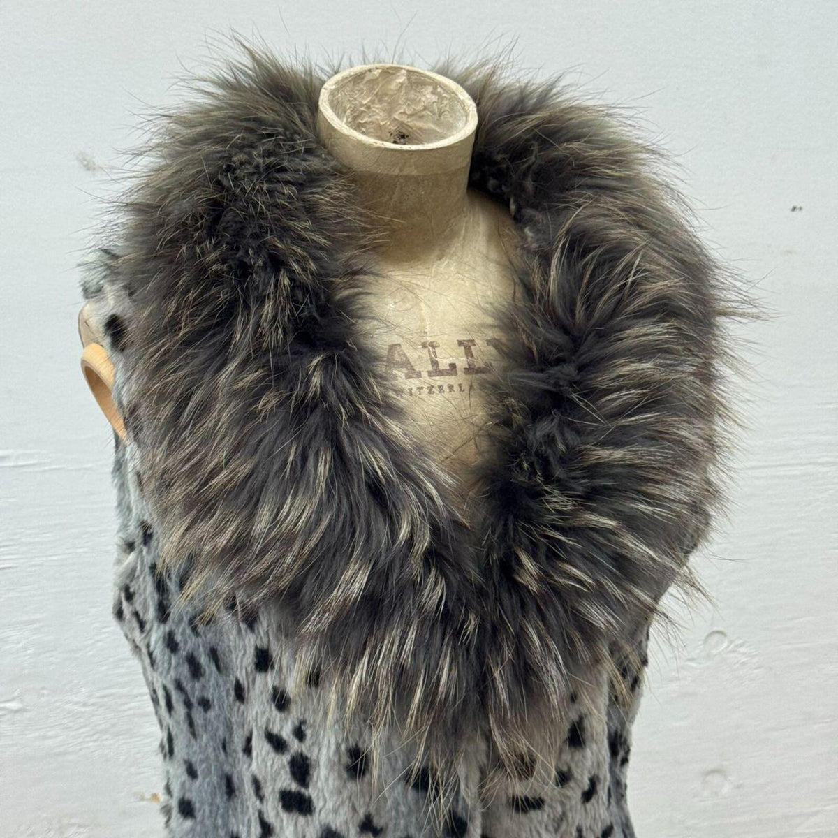 Vintage Y2K Stenciled Rabbit & Raccoon Fur Vest