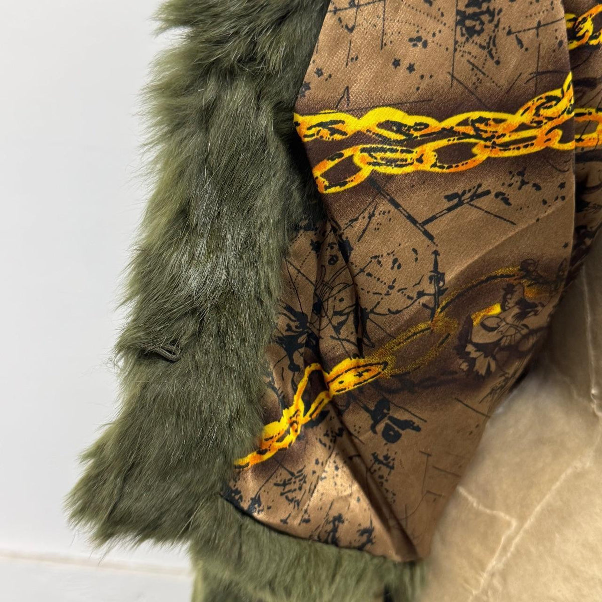 Vintage Y2K Green Rabbit & Fox Fur Pierced Jacket Coat