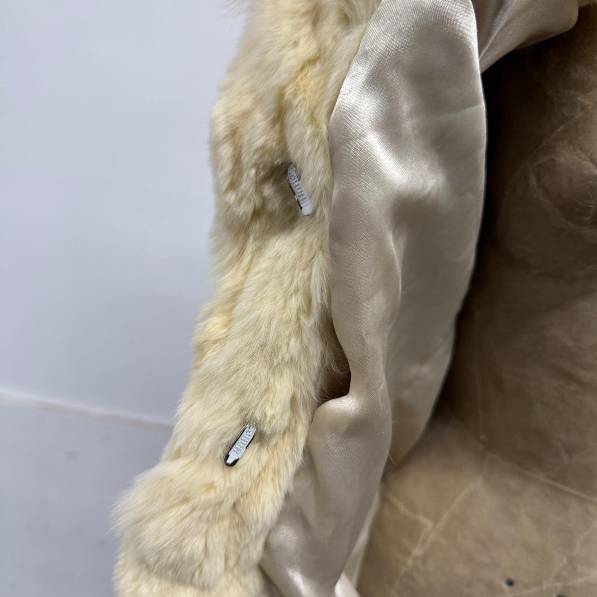Vintage Y2K Cream Rabbit & Fox Fur Jacket Coat