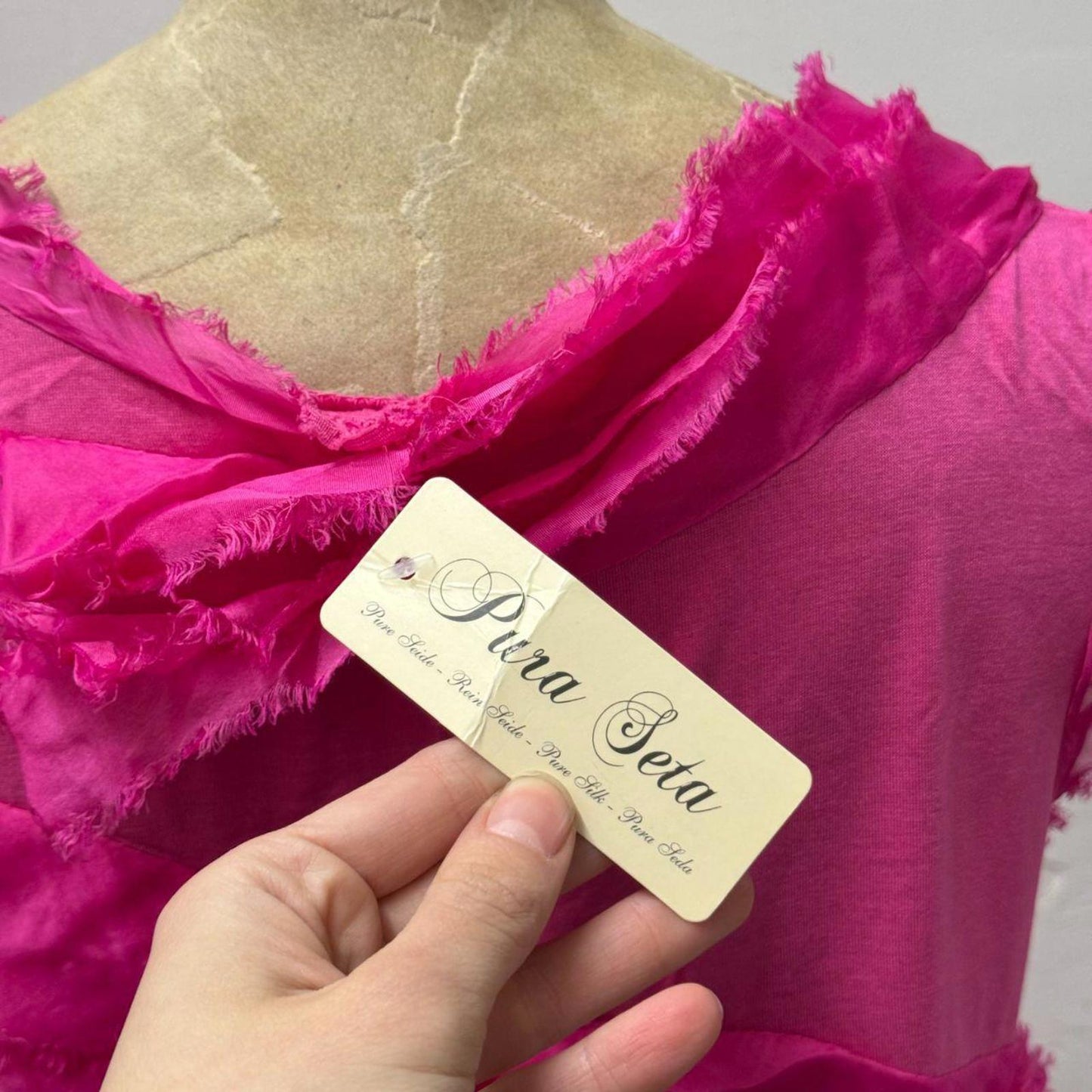 Vintage Pura Seta Y2K Pink Ruffled Silk 2-Piece Set S/M