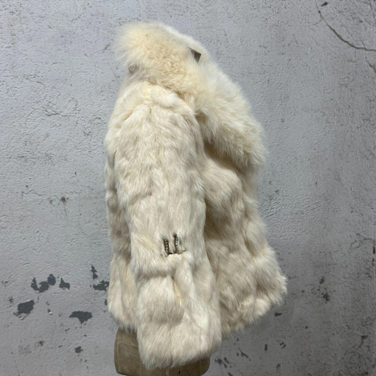 Vintage Y2K Cream Rabbit & Fox Fur Coat