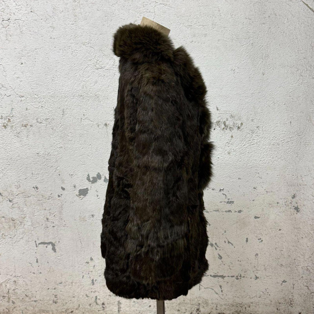 Vintage Y2K Olive Green Rabbit & Fox Fur Coat