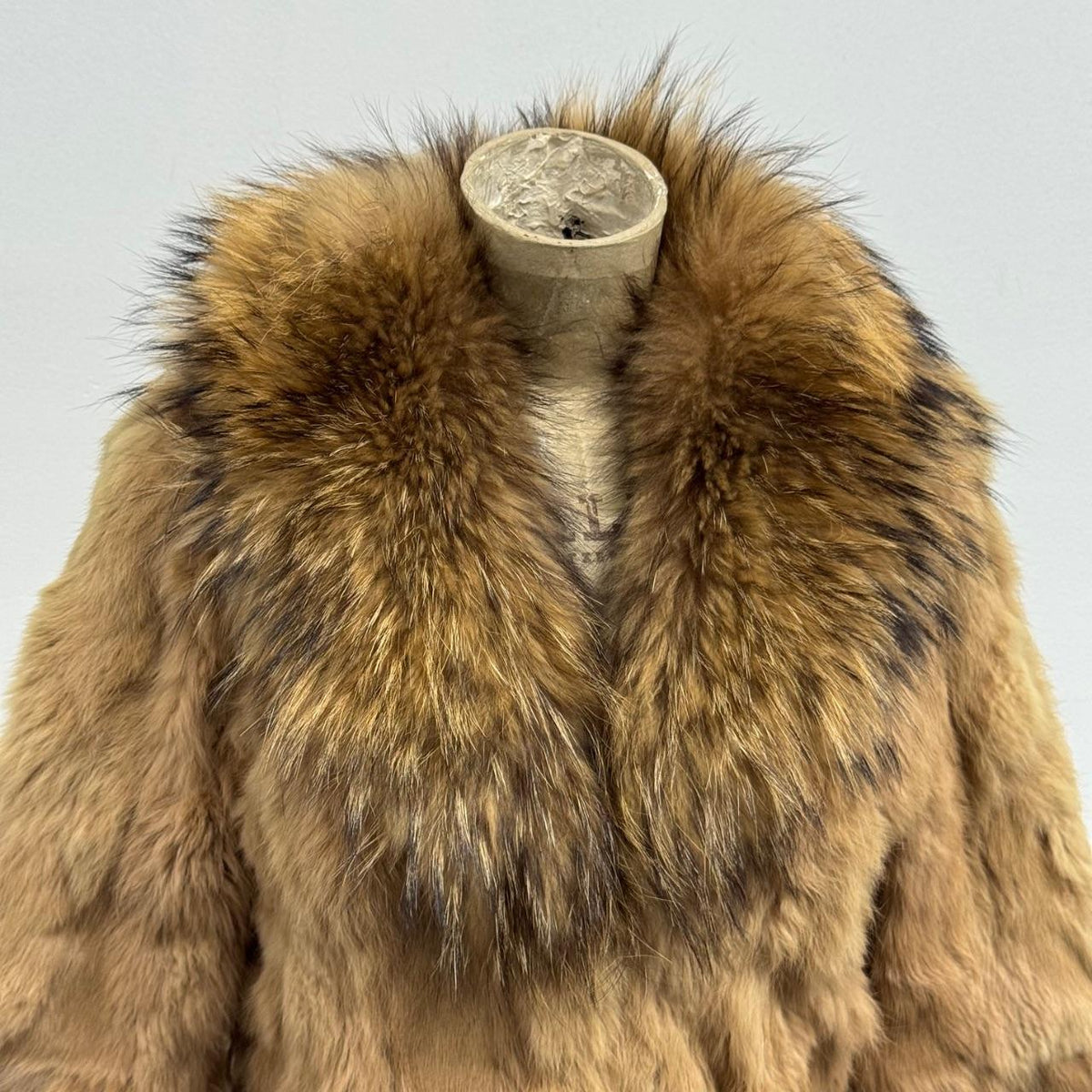 Vintage Y2K Brown Rabbit & Raccoon Fur Jacket Coat