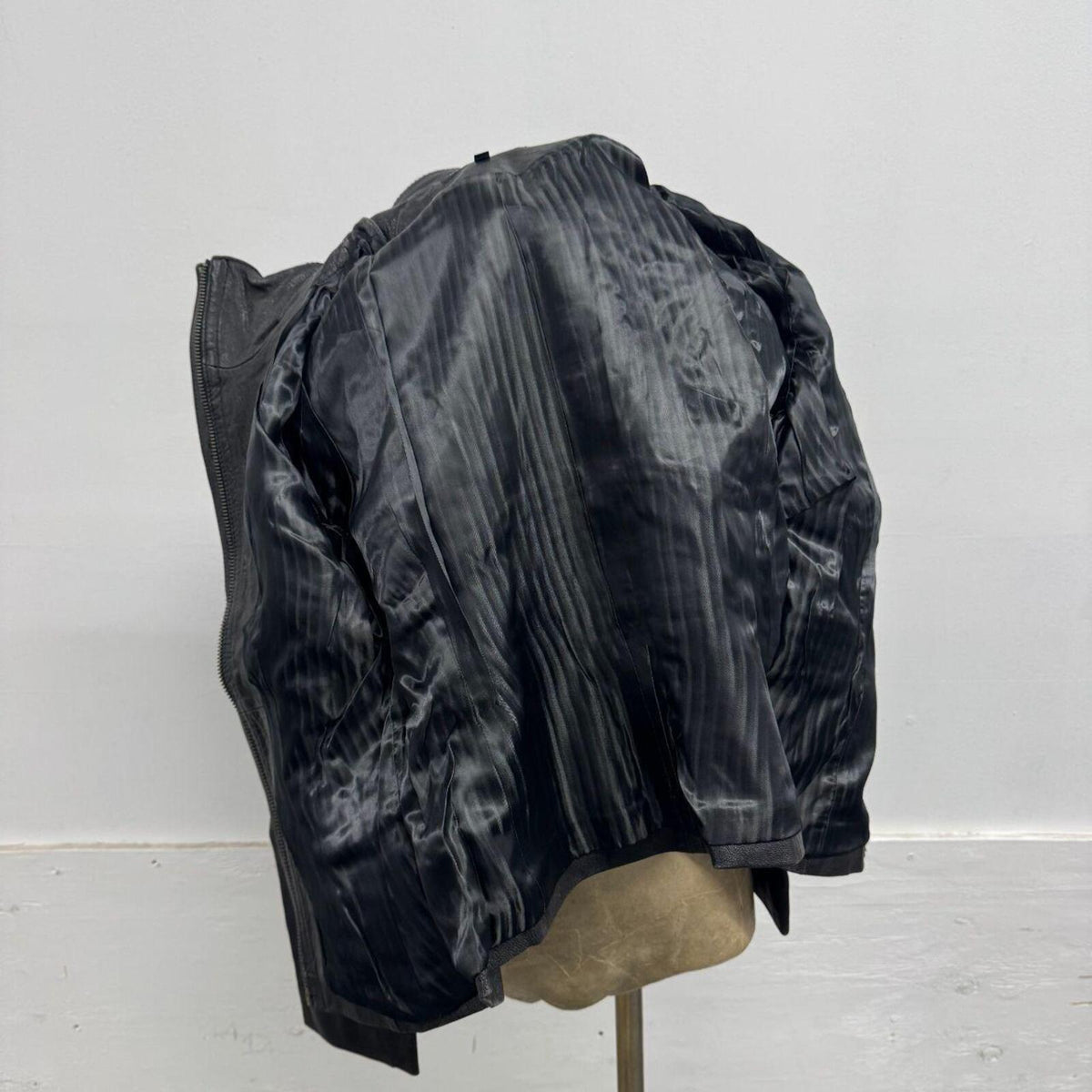 Vintage Next Woman Black Funnel Neck Leather Jacket XL