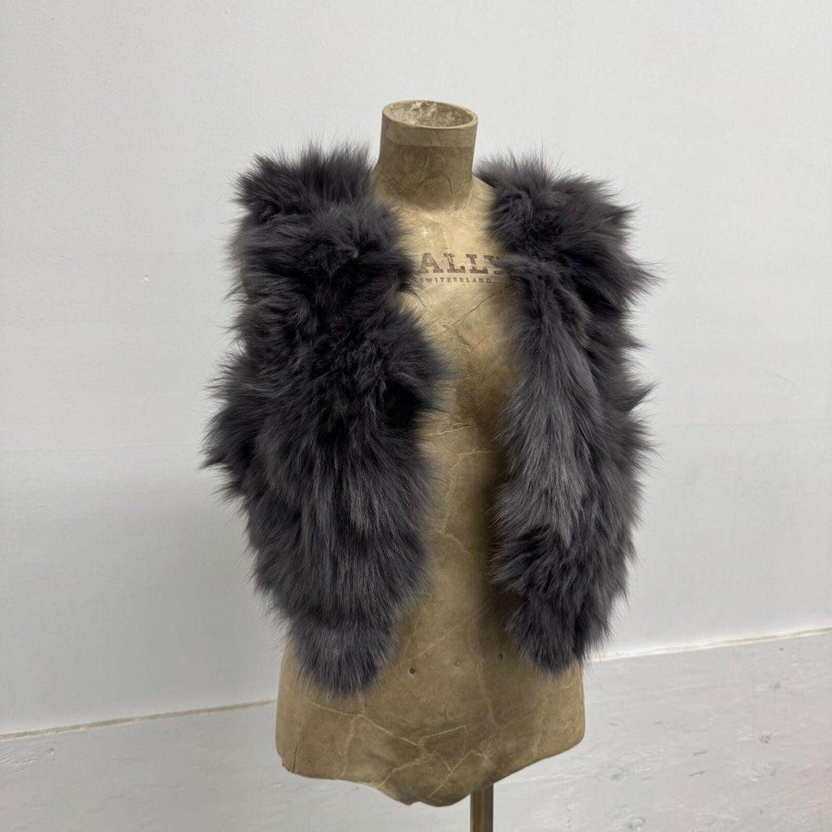 Y2K Vintage Light Slate Gray Genuine Fox Fur Vest