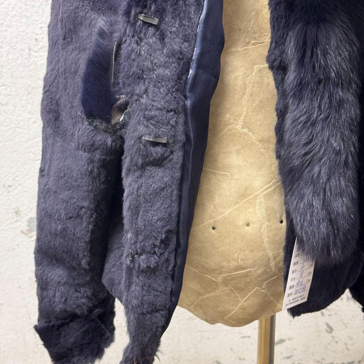 Y2K Vintage Midnight Blue Fox Rabbit Fur Statement Jacket Coat