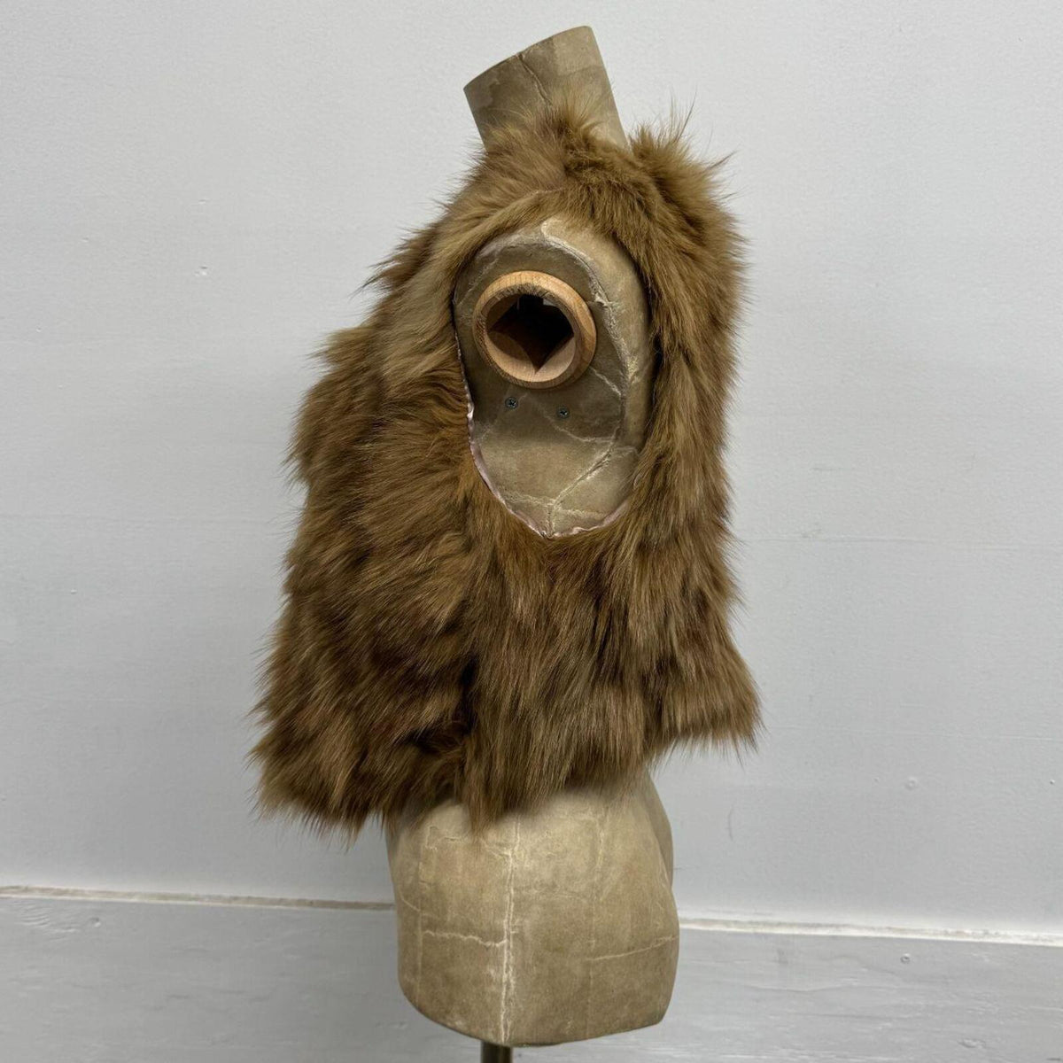 Y2K Vintage Tan Brown Genuine Fox Fur Cropped Vest