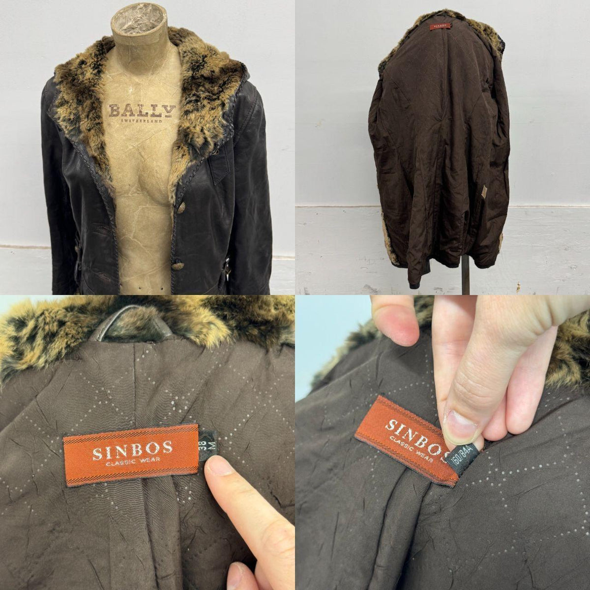 Vintage Y2K SINBOS Leather and Rabbit Fur Hooded Utility Trench Parka