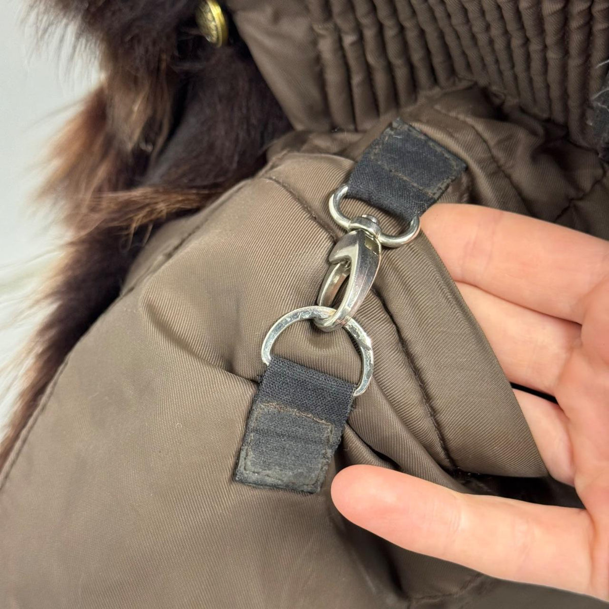 Vintage Y2K Espresso Brown Puffer Jacket with Real Fox Fur Collar Coat