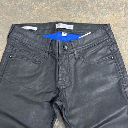 Vintage Gaudi Jeans Low Rise Black Waxed Skinny Jeans 26