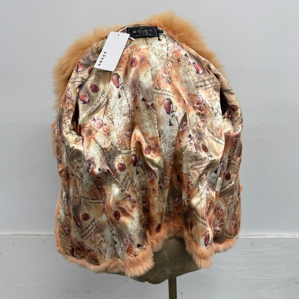 Vintage Y2K Orange Tan Rabbit & Fox Fur Jacket Coat